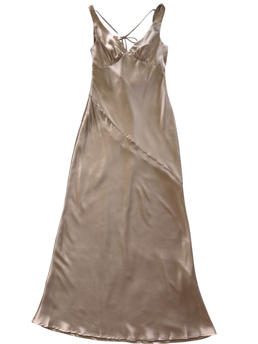 PRINCESS POLLY Northern Star Open Back Satin Maxi Gown - Champagne Size 6 - Picture 7 of 12